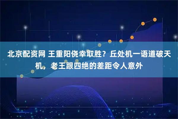 北京配资网 王重阳侥幸取胜？丘处机一语道破天机，老王跟四绝的差距令人意外